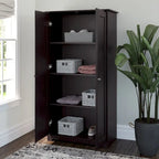 Armadio alto in rovere espresso con ante - 31.38L x 16.30W x 61.14H
