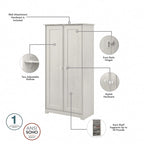 Armadio alto in rovere espresso con ante - 31.38L x 16.30W x 61.14H