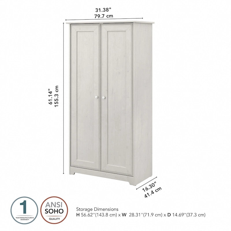 Armadio alto in rovere espresso con ante - 31.38L x 16.30W x 61.14H