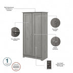 Armadio alto in rovere espresso con ante - 31.38L x 16.30W x 61.14H