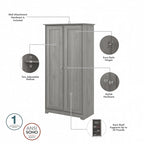 Armadio alto in rovere espresso con ante - 31.38L x 16.30W x 61.14H