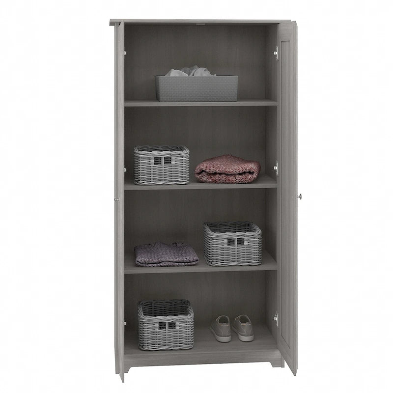 Armadio alto in rovere espresso con ante - 31.38L x 16.30W x 61.14H