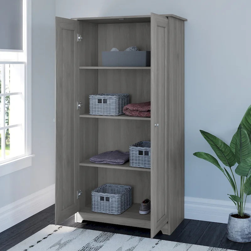 Armadio alto in rovere espresso con ante - 31.38L x 16.30W x 61.14H