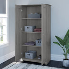 Armadio alto in rovere espresso con ante - 31.38L x 16.30W x 61.14H