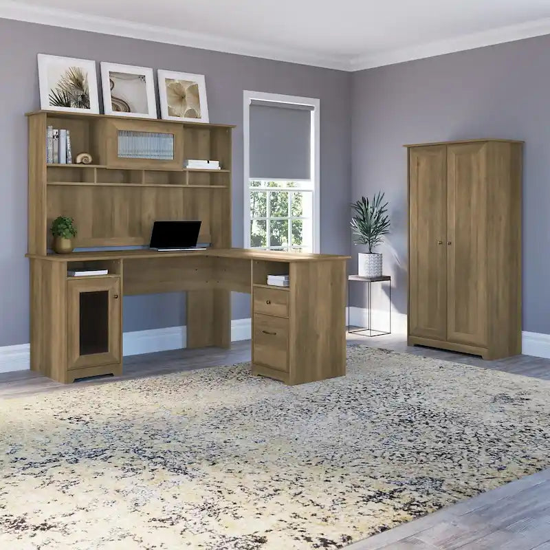Armadio alto in rovere espresso con ante - 31.38L x 16.30W x 61.14H