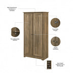 Armadio alto in rovere espresso con ante - 31.38L x 16.30W x 61.14H