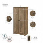 Armadio alto in rovere espresso con ante - 31.38L x 16.30W x 61.14H