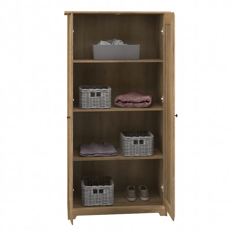 Armadio alto in rovere espresso con ante - 31.38L x 16.30W x 61.14H