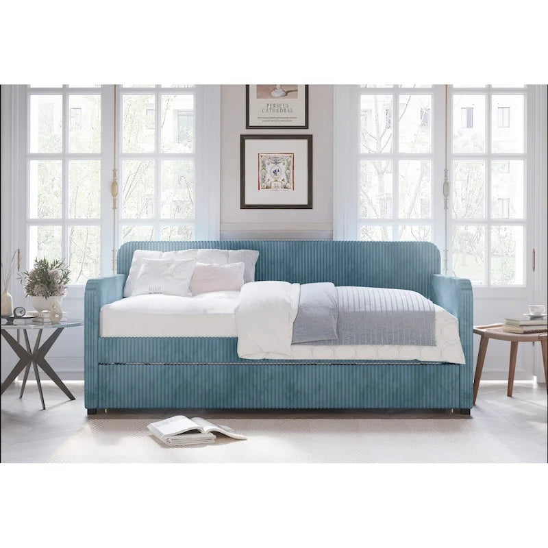 Daybed imbottito singolo con rotelle estraibili