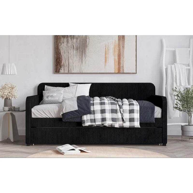 Daybed imbottito singolo con rotelle estraibili