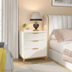 Comodini con cassetti, comodino moderno in venatura di legno chiaro per camere da letto