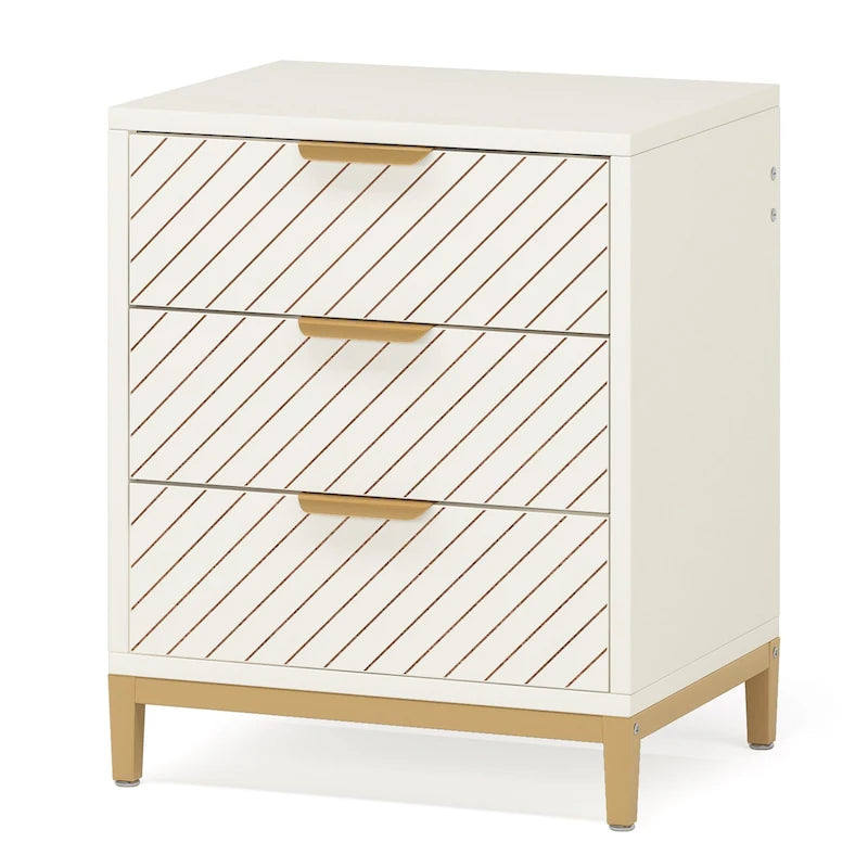 Comodini con cassetti, comodino moderno in venatura di legno chiaro per camere da letto