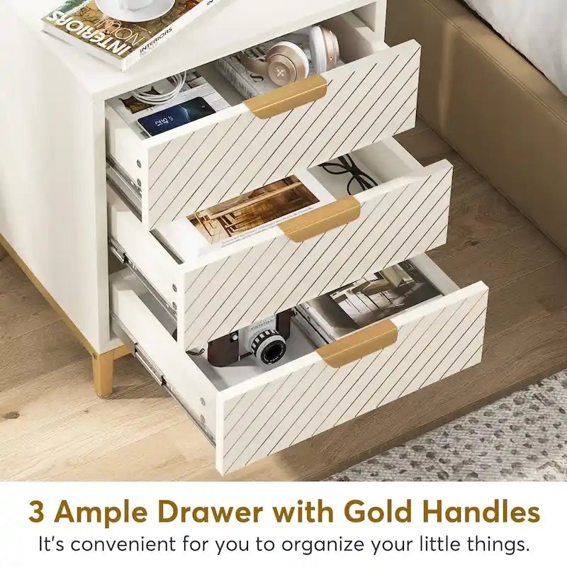 Comodini con cassetti, comodino moderno in venatura di legno chiaro per camere da letto