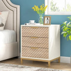 Comodini con cassetti, comodino moderno in venatura di legno chiaro per camere da letto