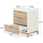 Comodini con cassetti, comodino moderno in venatura di legno chiaro per camere da letto