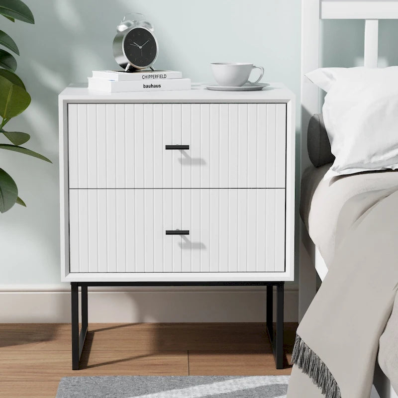 Comodini Set di 2 con Struttura in Metallo per Camera da Letto Soggiorno Tavolino da Notte