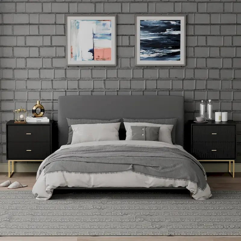 Comodini Set di 2 con Struttura in Metallo per Camera da Letto Soggiorno Tavolino da Notte