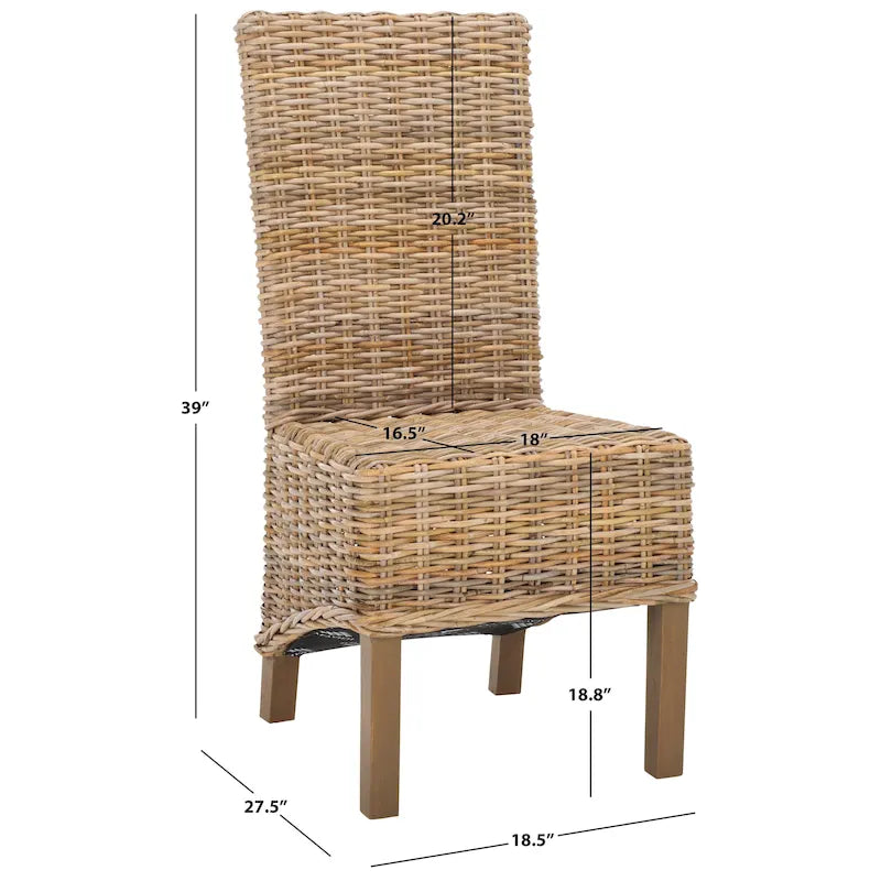 Sedia da pranzo in vimini naturale (set di 2) - 19 L x 22 P x 41 A - 19Lx22Px41A