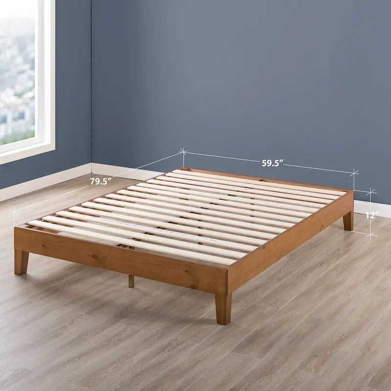 Struttura letto a piattaforma Grand in legno massello da 12 pollici