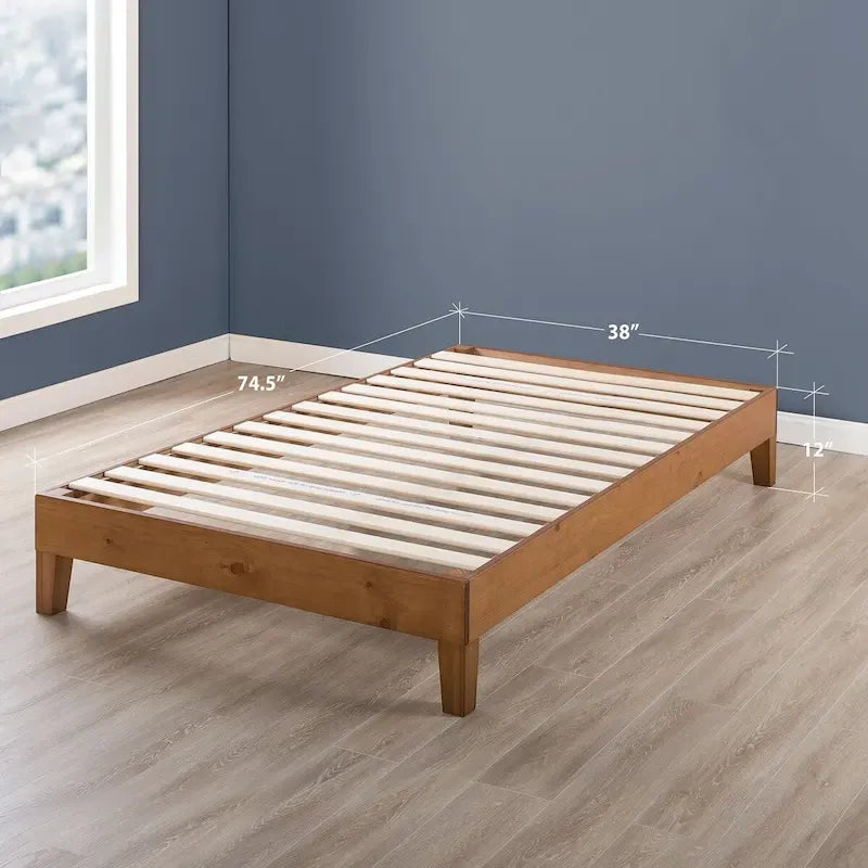 Struttura letto a piattaforma Grand in legno massello da 12 pollici
