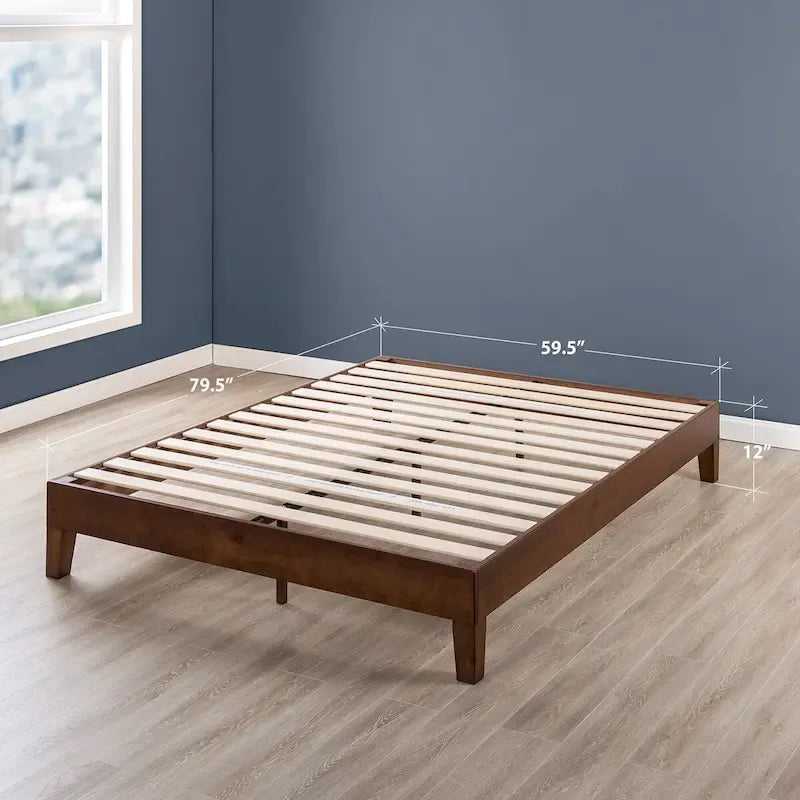 Struttura letto a piattaforma Grand in legno massello da 12 pollici
