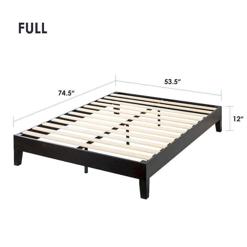 Struttura letto a piattaforma Grand in legno massello da 12 pollici
