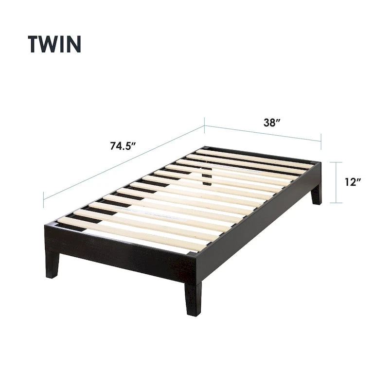 Struttura letto a piattaforma Grand in legno massello da 12 pollici