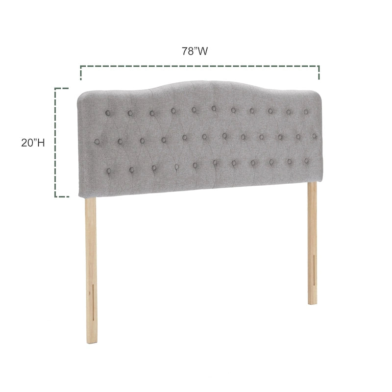 Testiera imbottita King, Testiera a rombi con bottoni, Altezza regolabile, Gambe in legno massiccio, Imbottita in tessuto di lino per letto King size