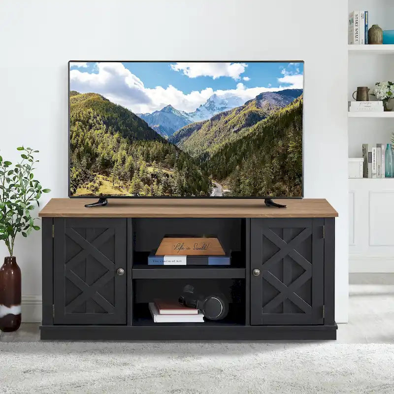 Mobile porta TV effetto legno grezzo per TV fino a 60", larghezza 54"