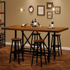Tavolo da pub per 6 persone altezza bar con poggiapiedi, tavolo alto da bar con piano in legno spesso e struttura in metallo per casa/cucina