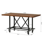 Tavolo da pub per 6 persone altezza bar con poggiapiedi, tavolo alto da bar con piano in legno spesso e struttura in metallo per casa/cucina