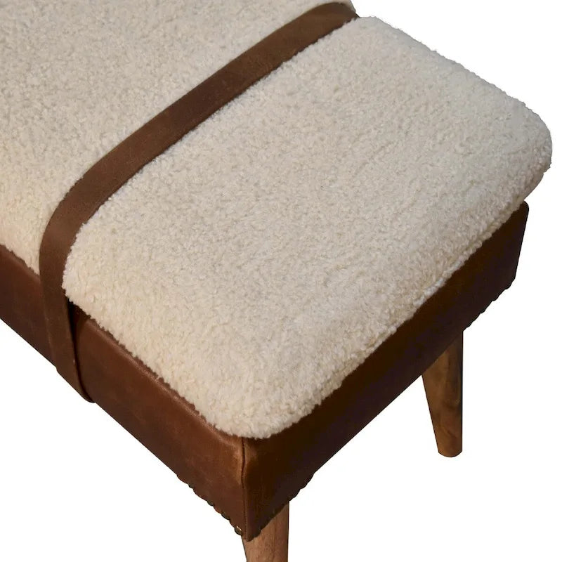 Panca in pelle di bufalo bouclé