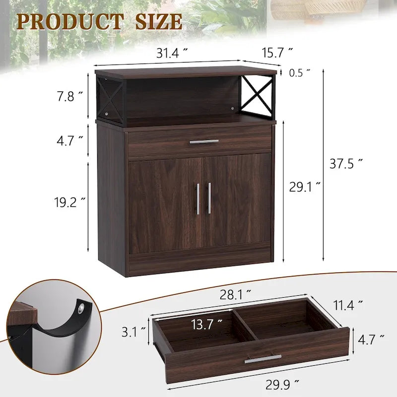 Credenza a Buffet, Mobile Contenitore da Cucina