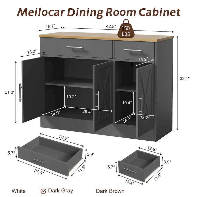 Credenza a Buffet, Mobile Contenitore da Cucina
