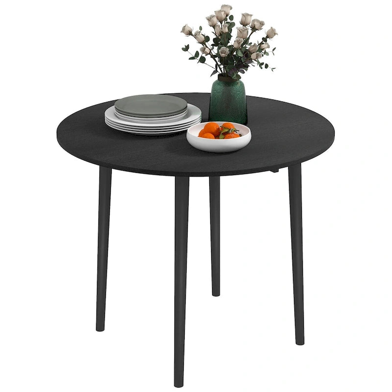 Tavolo da pranzo pieghevole rotondo da 35", tavolo salvaspazio con ante a ribalta, piccolo tavolo da cucina con gambe in legno massello