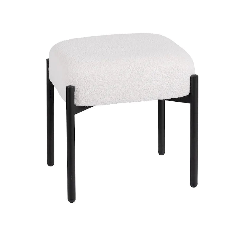 Sgabello rotondo in pelliccia sintetica Teddy per toeletta, pouf poggiapiedi