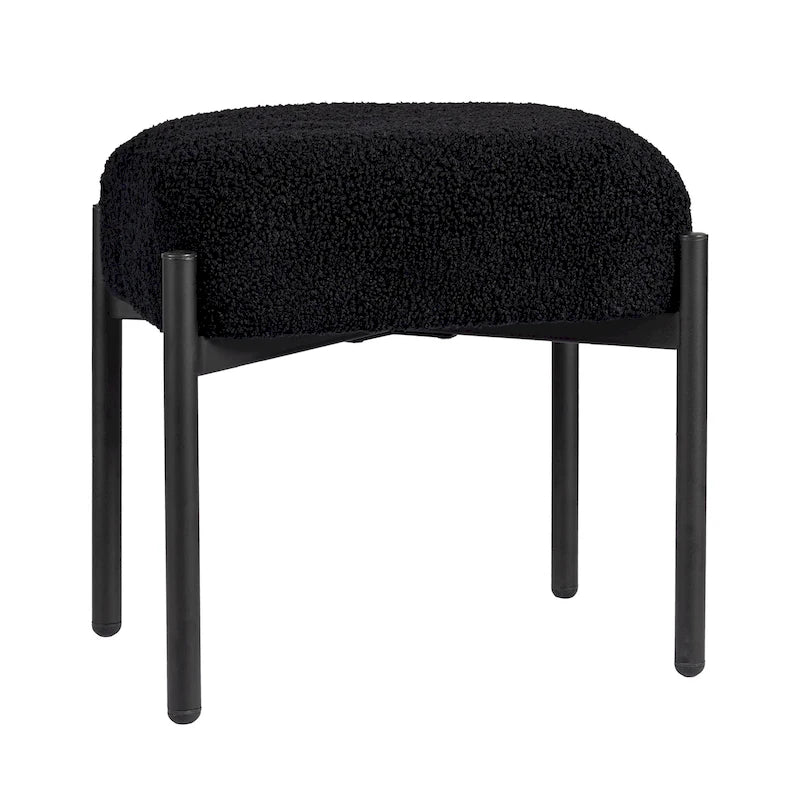 Sgabello rotondo in pelliccia sintetica Teddy per toeletta, pouf poggiapiedi
