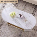 Tavolino da salotto moderno di lusso con scanalature, tavolino con piano in finto marmo