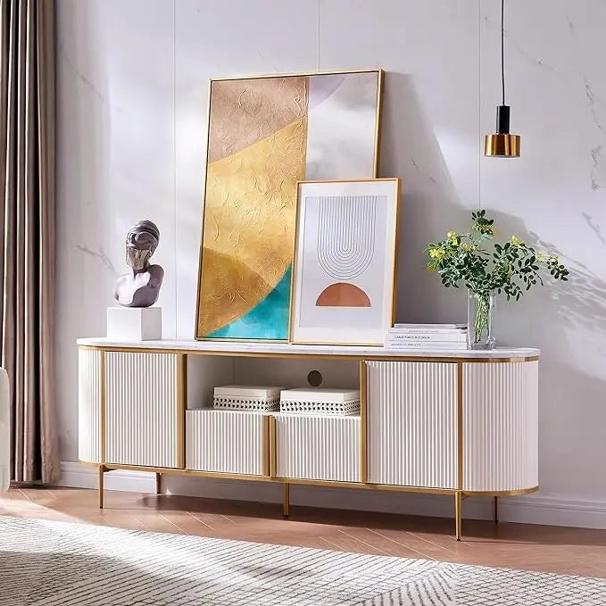 Mobile TV di Lusso Moderno, Centro Intrattenimento, con Top Effetto Marmo