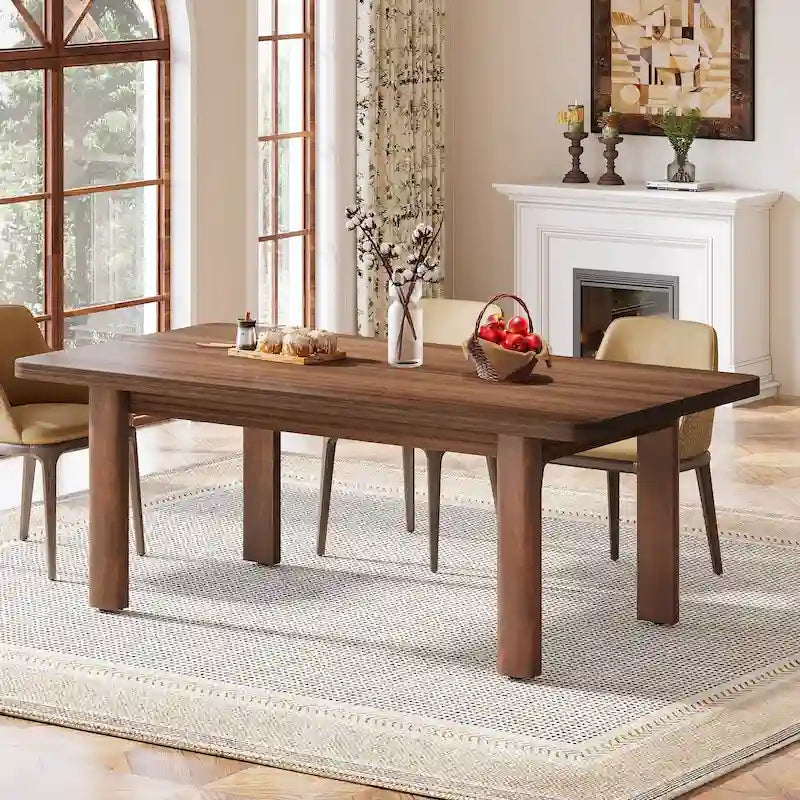 Tavolo da pranzo per 4-6 persone, tavolo da cucina rustico da 160 cm con gambe in legno massello