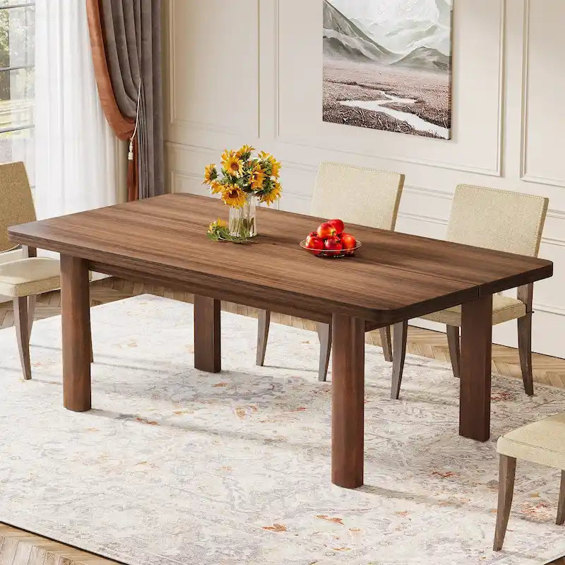 Tavolo da pranzo per 4-6 persone, tavolo da cucina rustico da 160 cm con gambe in legno massello