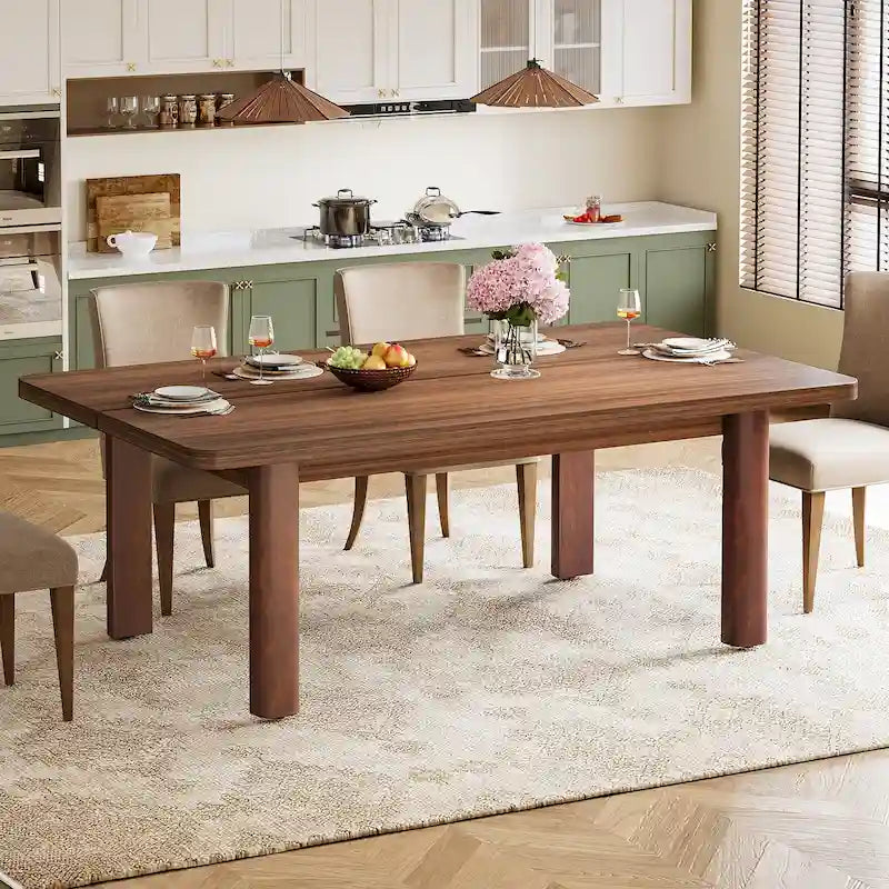 Tavolo da pranzo per 4-6 persone, tavolo da cucina rustico da 160 cm con gambe in legno massello