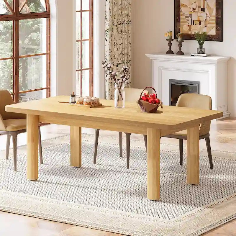 Tavolo da pranzo per 4-6 persone, tavolo da cucina rustico da 160 cm con gambe in legno massello