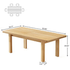 Tavolo da pranzo per 4-6 persone, tavolo da cucina rustico da 160 cm con gambe in legno massello