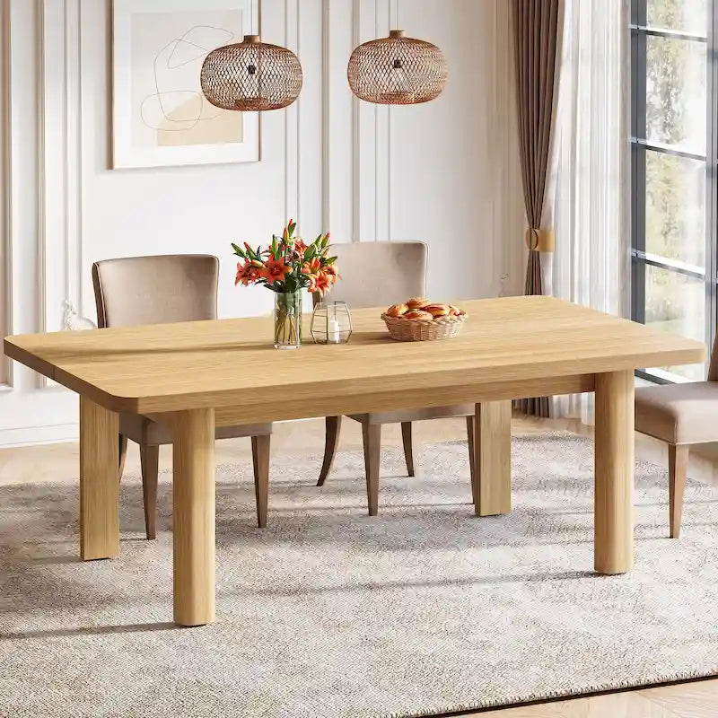 Tavolo da pranzo per 4-6 persone, tavolo da cucina rustico da 160 cm con gambe in legno massello