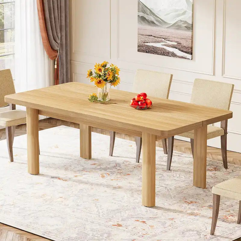 Tavolo da pranzo per 4-6 persone, tavolo da cucina rustico da 160 cm con gambe in legno massello