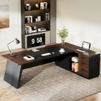 78.7-inch L Shaped Executive Desk with Drawers and al File Cabinet